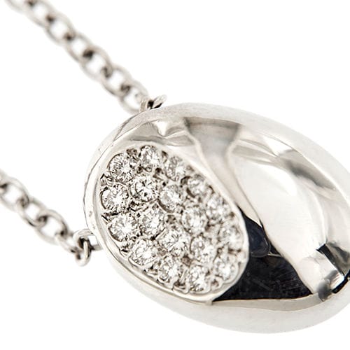 Collier Collier en or blanc avec ovale et diamants 58 Facettes 37410