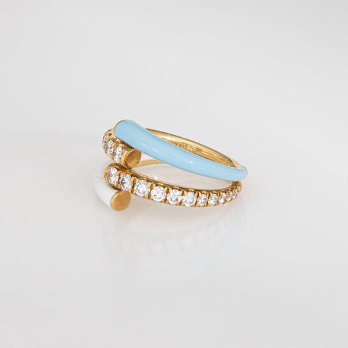 Bague Bague Melissa Kaye en or jaune 18 carats avec diamant 1 carat et émail, bijouterie fine 58 Facettes G14021