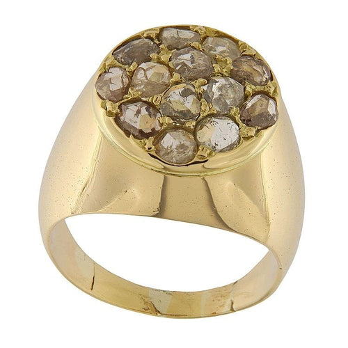 Bague 57 Bague bombée en or rose sertie de diamants taille rose de 1,82 ct 58 Facettes G3846