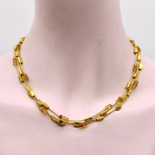 Collier Collier multi-rangs en or 18 carats et citrine briolette 58 Facettes