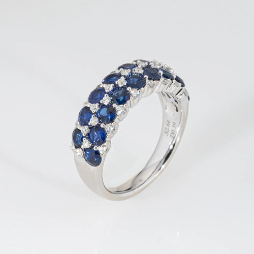 Sapphire Diamond Band Sz 6.25 Estate 18k White Gold Gemstone Ring Stacking 58 Facettes G13655