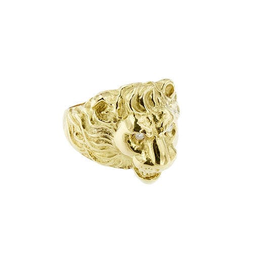 Bague Bague tête de lion en or jaune sertie de diamants 58 Facettes 30011