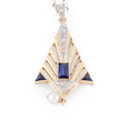 Pendentif Pendentif en or et platine à décor géométrique 58 Facettes 1