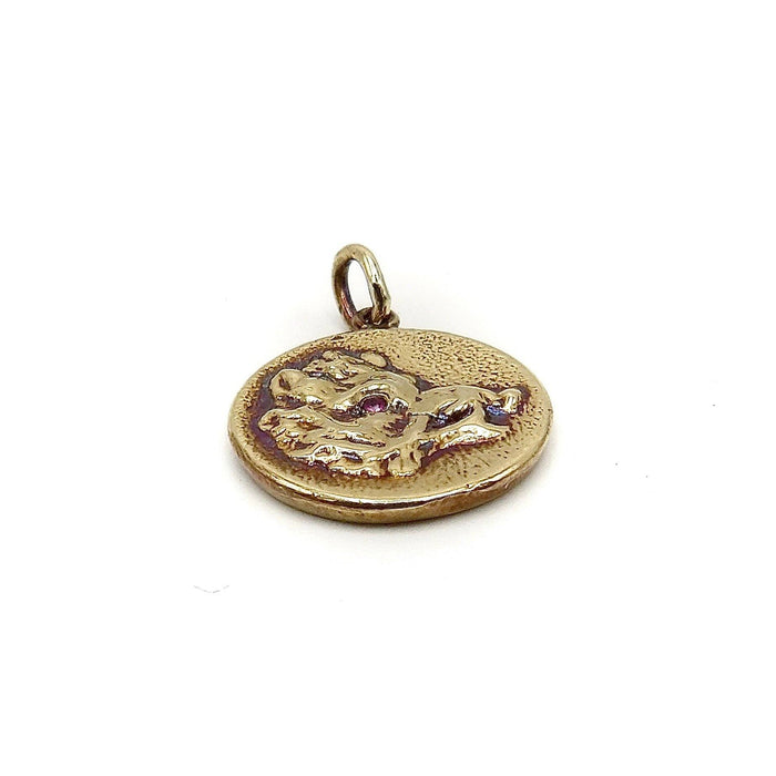 14K Gold & Ruby Victorian Inspired Signature Boar Pendant-Charm