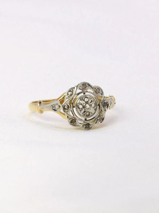 Bague 54 Bague or jaune marguerite diamants 58 Facettes J395