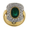 Gino Fontana 黄金和白金戒指，镶嵌祖母绿和钻石