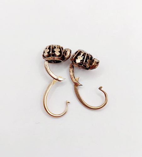 Boucles d'oreilles Dormeuses victoriennes or rose et diamant 58 Facettes A05396