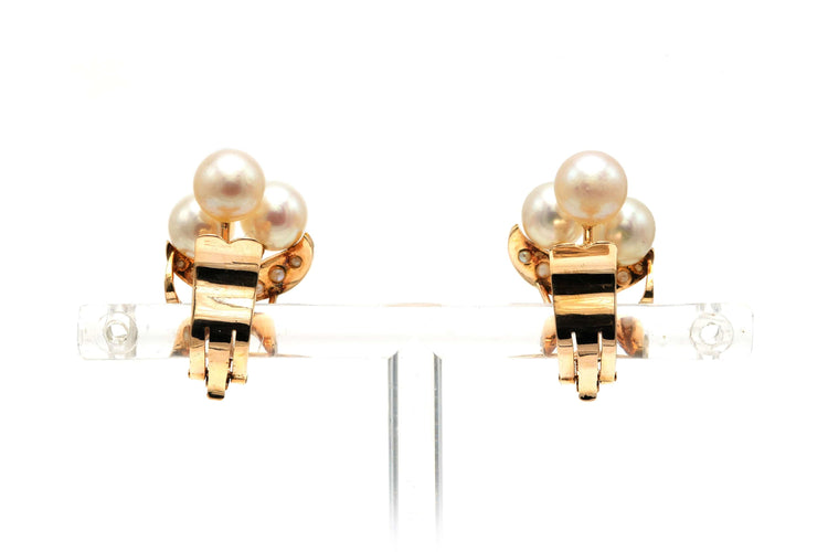 Boucles d'oreilles Boucles d'oreilles Art Déco or jaune serties de perles 58 Facettes 21823