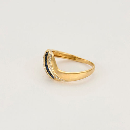 Bague 53 Bague jonc or jaune, saphir et diamants 58 Facettes SBR1669