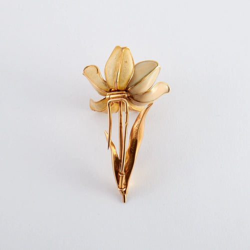 Broche Broche Fleur Email Rubis 58 Facettes