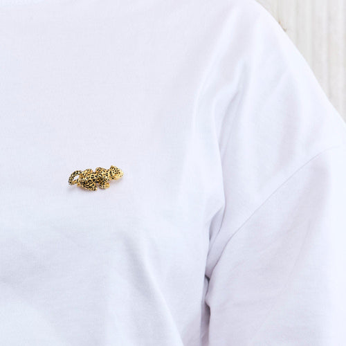 Broche Broche Panthère en or jaune et émail 58 Facettes LAN1233