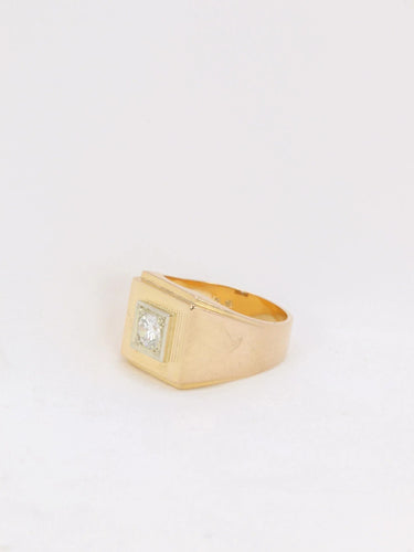 Bague 56.5 Bague chevalière vintage en or et diamants 58 Facettes J142