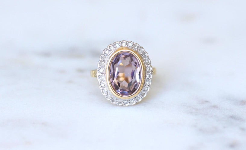 Bague 56 Bague Style Art Déco Améthyste et Diamants 58 Facettes
