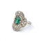 Bague 55 Bague vintage des années 50 avec émeraude 1,40 Ct et diamants taille ancienne 2,50 Ct 58 Facettes