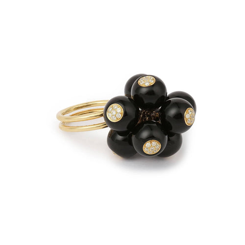 Bague 56 Bague Grelots onyx et diamants 58 Facettes B364