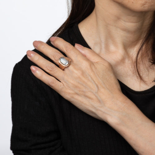 Bague 53 Bague victorienne antique en or rose avec pierre de lune 58 Facettes G14100