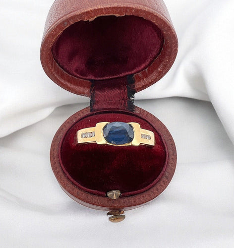 Bague 53 Solitaire Vintage Or Saphir et Diamants Circa 1970 58 Facettes 316