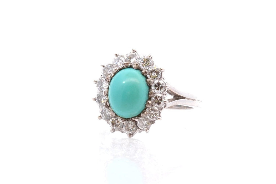 Bague Bague vintage turquoise et diamants 58 Facettes 25963