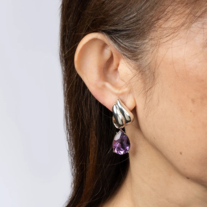 TIFFANY & CO - Amethyst earrings silver Massive