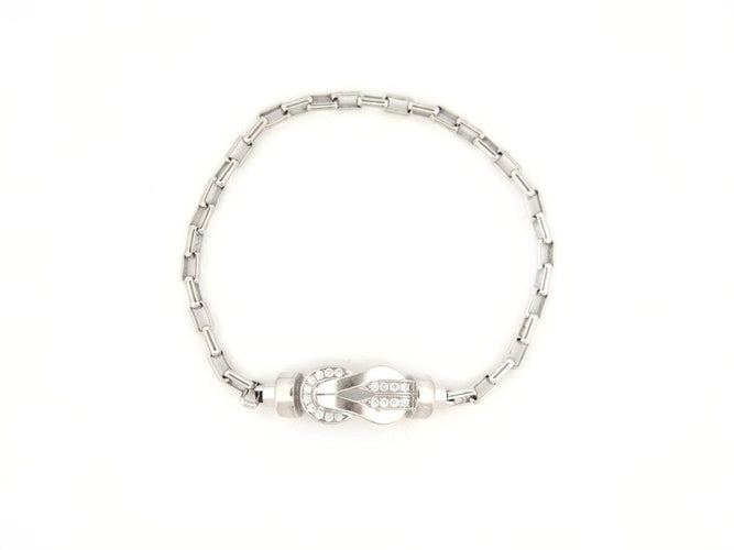 Bracelet bracelet FRED chance infinie mm diamants & chaine or blanc +cable vert 58 Facettes 263860
