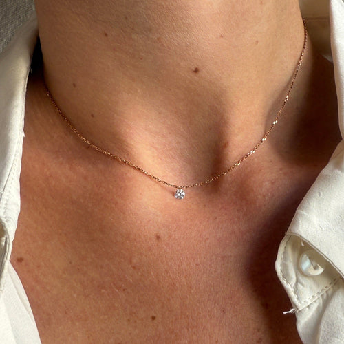 Collier Collier n° 104 - Collier en or rose 18 carats et diamant 58 Facettes