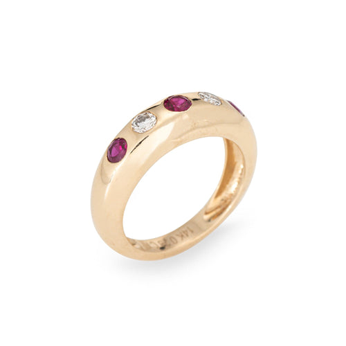 Bague 54 Bague vintage rubis et diamants alternés en or jaune 58 Facettes G14180