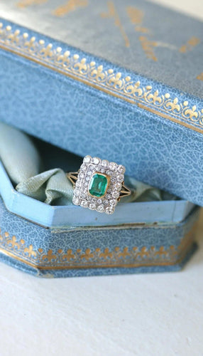 Bague Emeraude Colombienne Double Entourage Diamants 58 Facettes