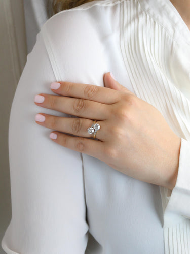 Bague 52 Bague ancienne toi et moi diamants taille ancienne 2,60 carats 58 Facettes 1113.1