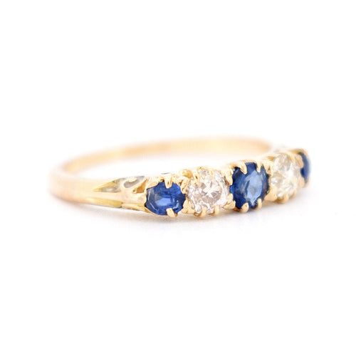 Bague 54 Bague Jarretière Belle Époque, Or jaune, Saphirs et Diamants Naturels 58 Facettes 378