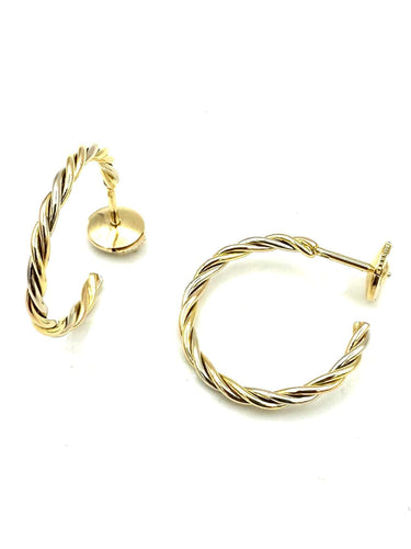 CARTIER. Colecția "Trinity", cercei rotunzi trei culori de aur răsuciți 