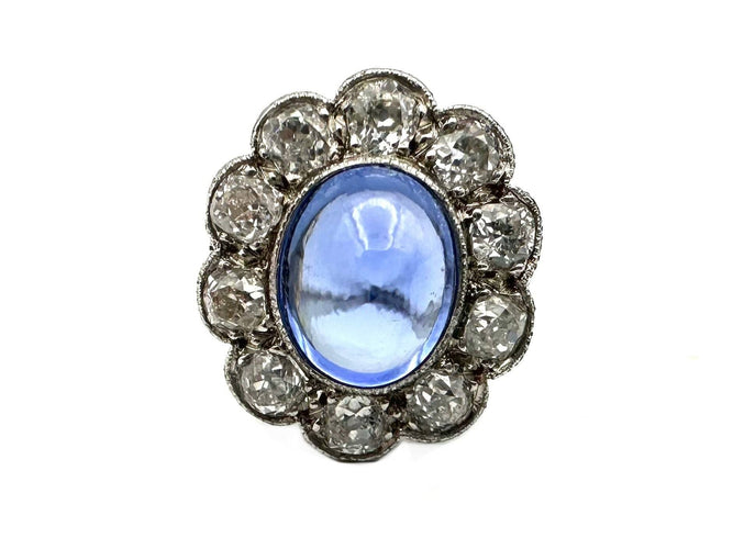 Bague Belle-Epoque en or blanc, saphir et diamants 58 Facettes