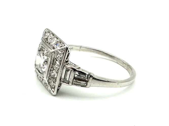 Bague 58 Bague Art-Déco, platine et diamants 58 Facettes