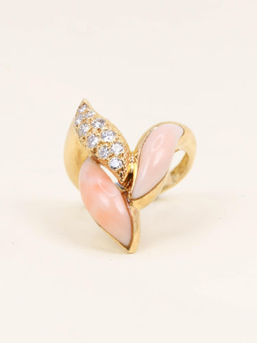 Bague 48 Bague or jaune corail peau d'ange diamants 58 Facettes 1211.5