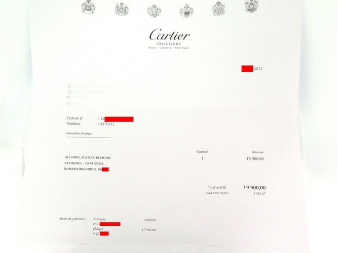 Bague 52 bague CARTIER alliance destinee crn4127552 t52 platine & diamants 58 Facettes 256924