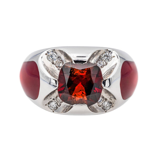 Bague 54 Bague Or blanc Grenat, Diamant 58 Facettes 3641136CN