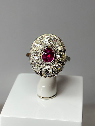 Bague 51 Bague ovale rubis & diamants 58 Facettes AB75
