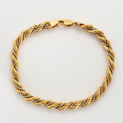 Bracelet Gourmette maille alternée or jaune et blanc 58 Facettes LP671