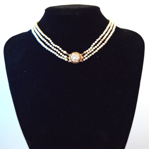 Collier Collier ancien en or jaune avec perles et diamants 58 Facettes