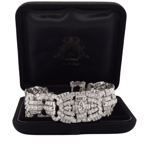 Pulseira estilo Art Deco em Platina e diamantes 