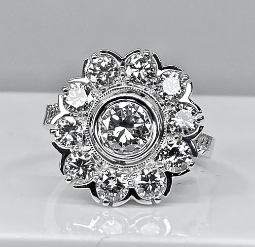 Bague 51 Bague marguerite or blanc diamants 58 Facettes AB304