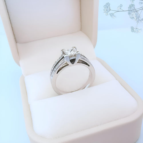 Bague 53.5 Bague de fiançailles Diamants 1,16 carat Or gris 58 Facettes AA 1744