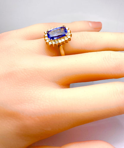 Bague 53 Bague tanzanite 3,50 carats diamants 58 Facettes AB527