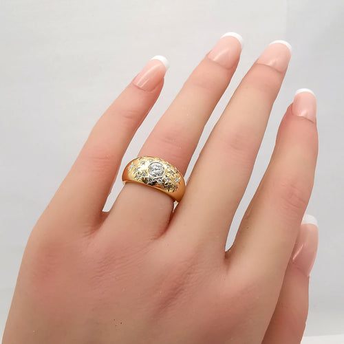 Bague 48 Bague en or jaune diamants 58 Facettes