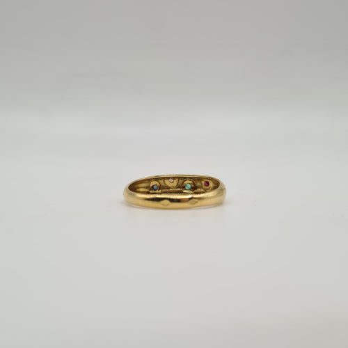 Bague 58 Bague or jaune sertie pierres colorées 58 Facettes