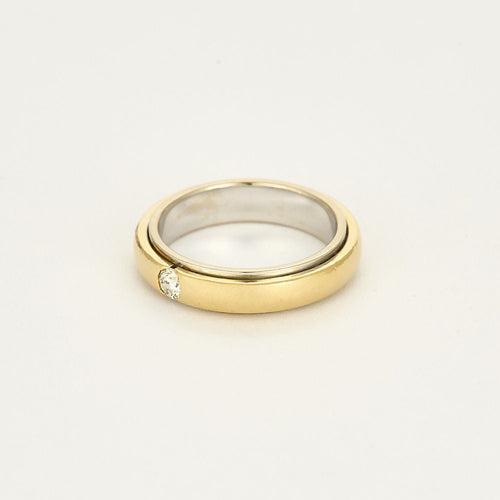 Bague 55,5 Bague en or jaune, or blanc et diamant 58 Facettes SOI3496