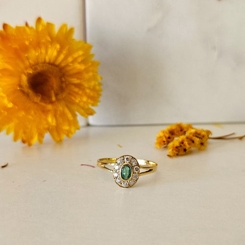 Bague Bague marguerite or jaune émeraude diamants 58 Facettes MG10