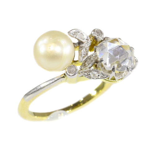 Bague 49 Bague vintage Belle Époque en diamant et perle 58 Facettes 21208-0556