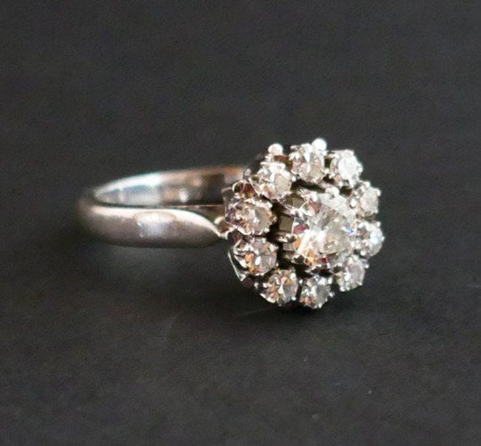 Bague 53 Bague Marguerite Diamants et Or Blanc 58 Facettes