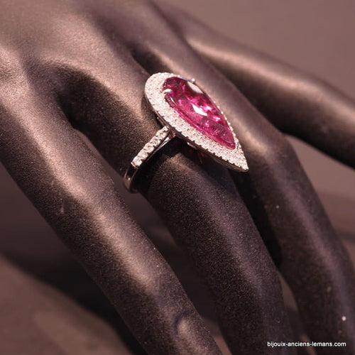 Bague 54.5 Bague or blanc et tourmaline 58 Facettes 4806