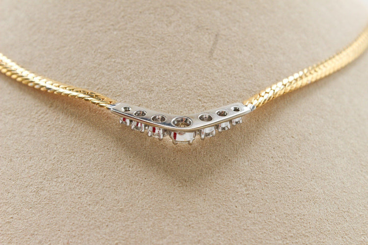 Halskette Kettenglied englisch Gelbgold, Diamanten 